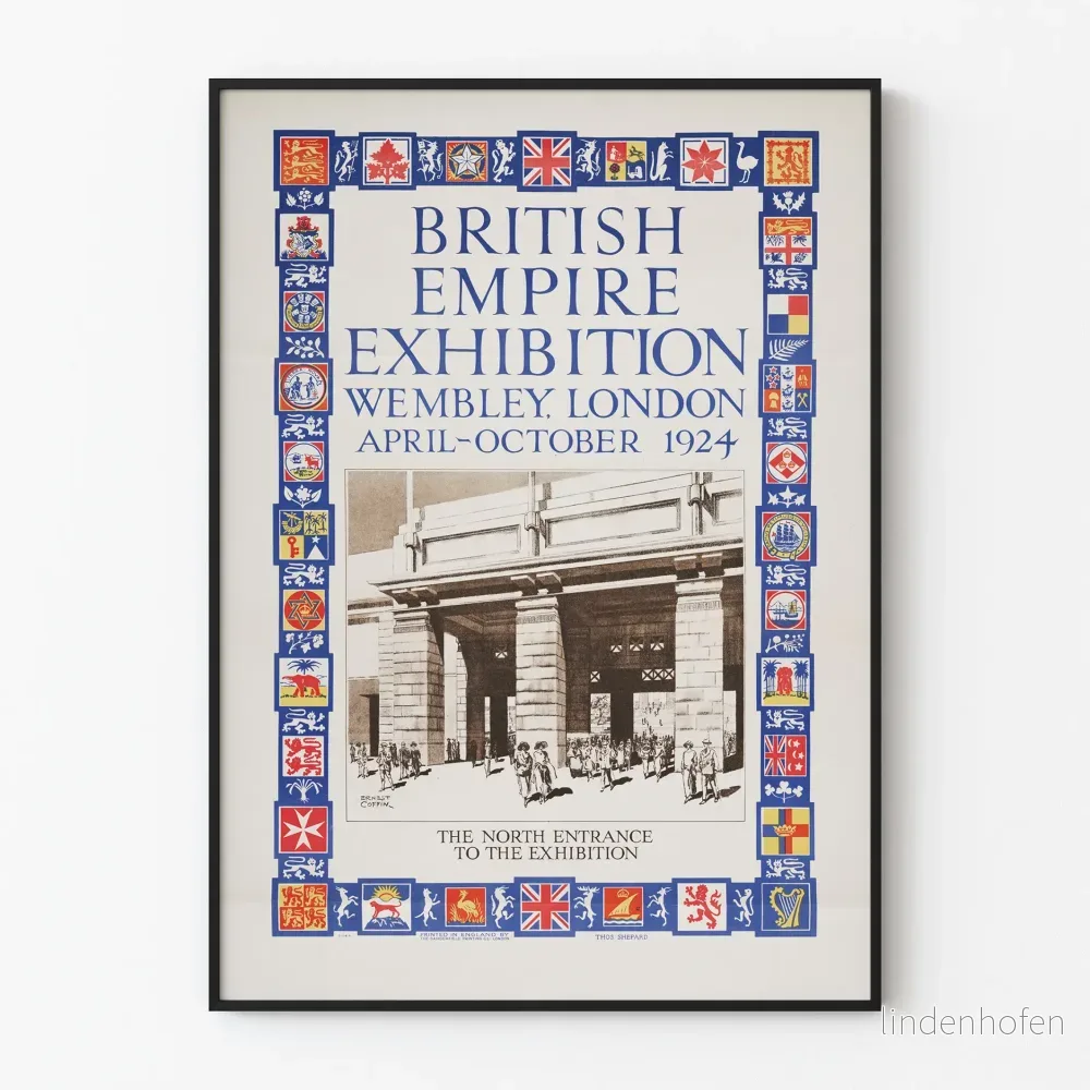 Vintageposter av British Empire Exhibition 1924 - Historisk väggdekoration