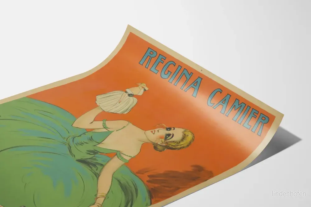 Vintage dekorativ poster av Regina Camier i grön klänning - Bild 3