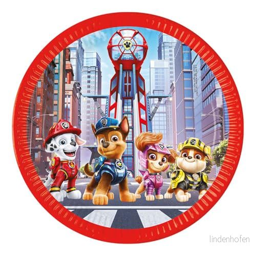 Procos 93453 Partytallrik Paw Patrol The Movie, storlek 23 cm, 8 stycken, engångstallrikar av papper, barnens födelsedag, festporslin, FSC® Mix 5201184934531