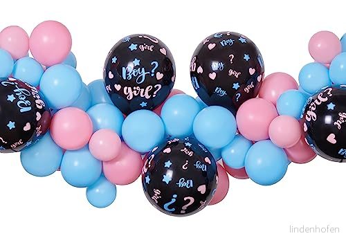 Ciao DIY Ballonggirl kit för könsavvisande pojke eller flicka (65 x latexballonger, 300 cm), rosa/blå 8026196249384