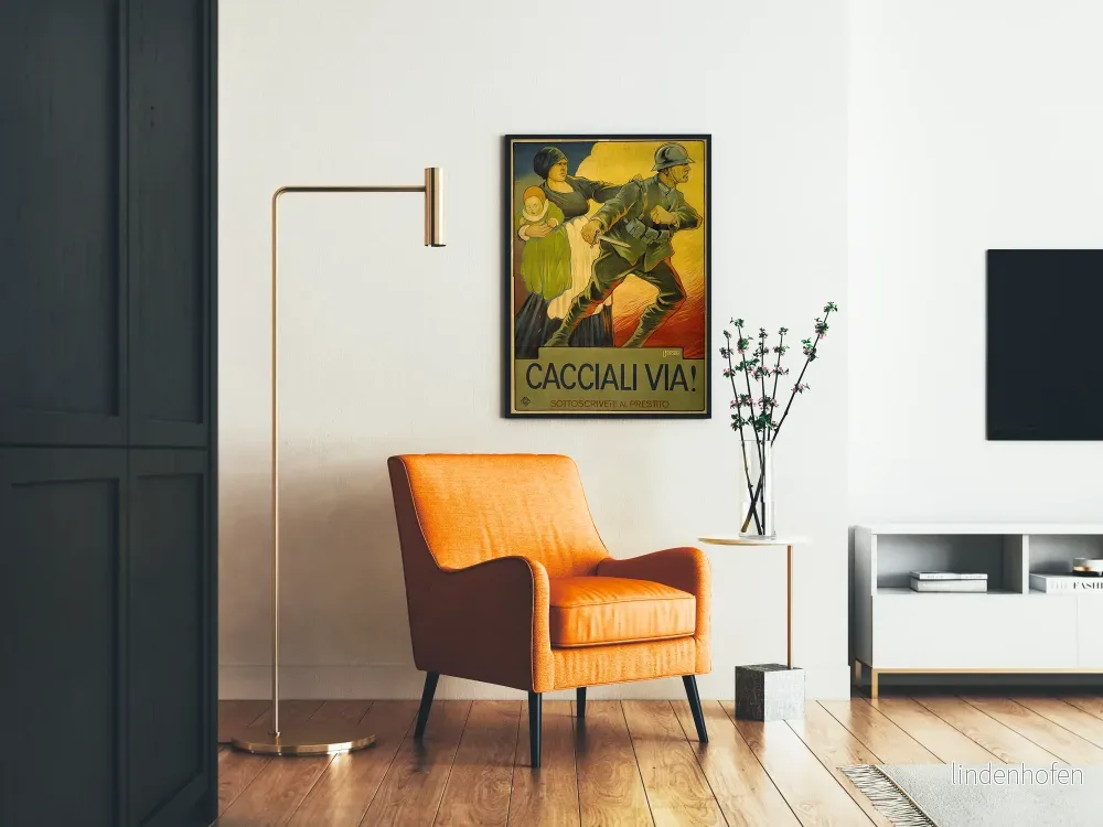 Vintage krigsdekoration poster - Soldat i aktion och familj - Bild 2