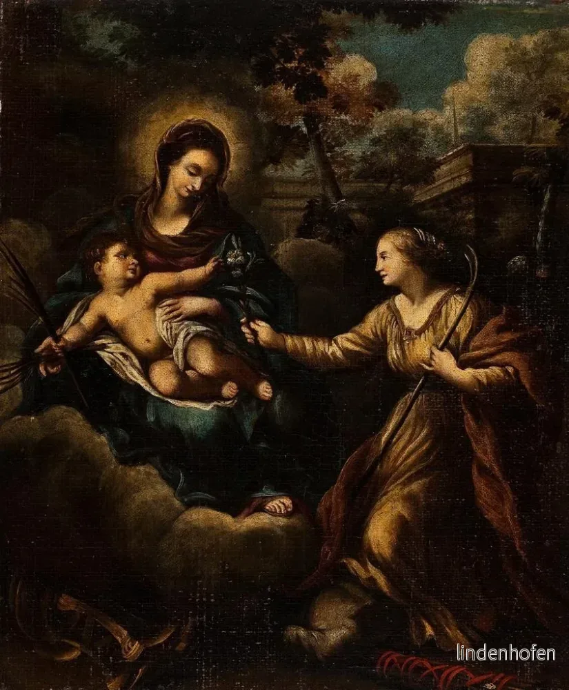 Målning La Vierge et l'Enfant avec sainte Marthe - Anonyme | Konsttryck - Bild 2