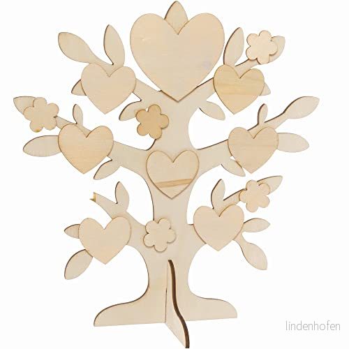 Baker Ross Hjärta familjeträd hantverksset 2 pack, trähantverkstillbehör för barn att måla, dekorera och ge som alla hjärtans dag gåvor (FC373) 5051174127845