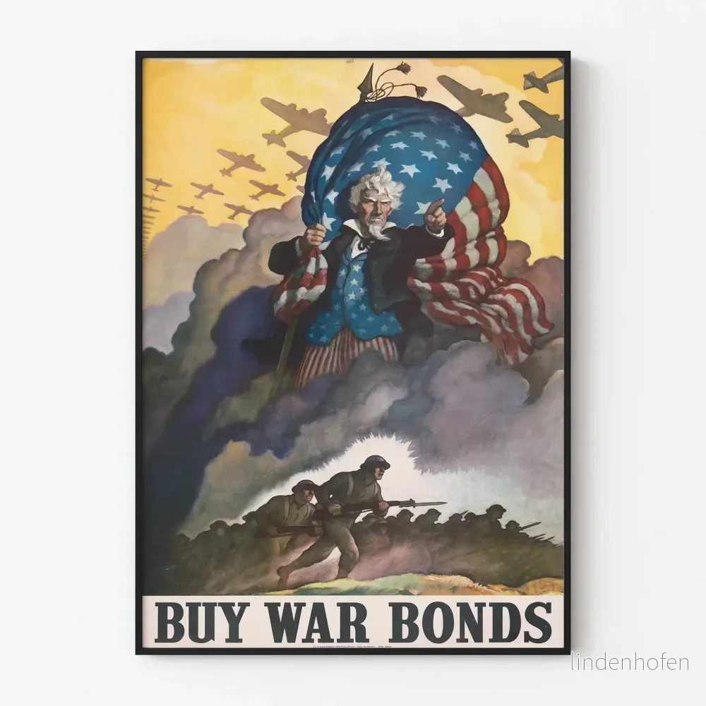 Vintage WWII-Poster Köpa krigskuponger