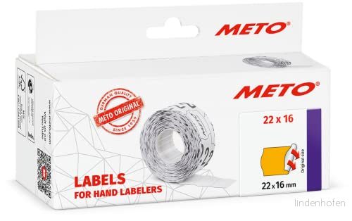 METO Etiketter för handregistrerare 30007332 (22 x 16 mm, 2 rader, 6 000 stycken, permanent självhäftande, METO, Contact, Sato, Avery, Tovel, samark etc.) rullar, fluor orange 4059732202936