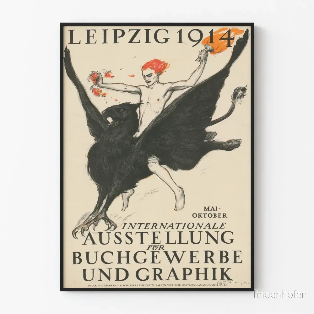 Vintageposter Leipzig 1914 - Internationell utställning av grafik och bok