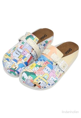 DOGO Dam läder vegan Beige tofflor Stunning Sunset Motif 40, färg, 40 EU 8680544237159