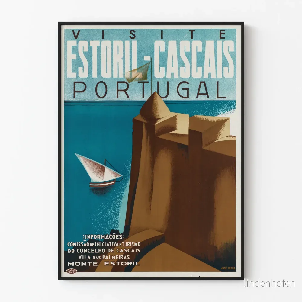 Vintageposter Estoril Cascais Portugal för väggdekoration