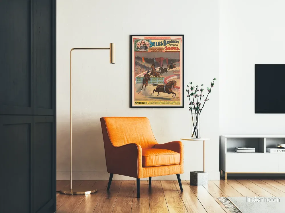 Vintageposter Sells Brothers Enorma United Shows - Miss Polly Lee och hennes hoppande hästar - Bild 2