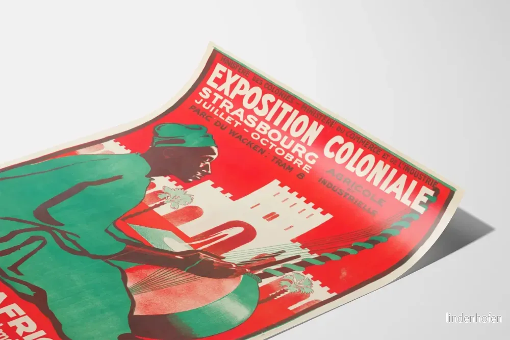 Vintageposter från Strasbourg koloniala utställning Afrikanska byn - Bild 3