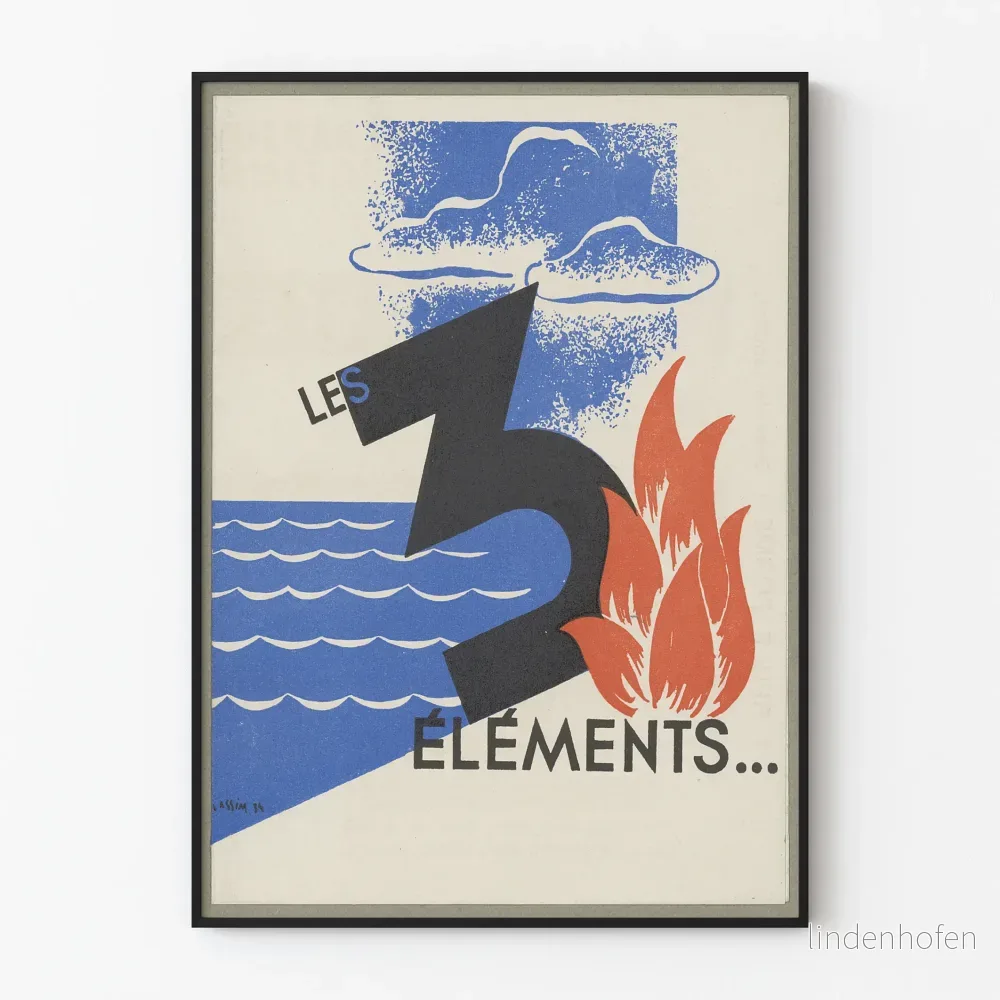 Dekorativ poster med de 3 elementen i vintage grafisk design
