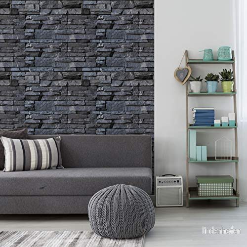 Ambiance sticker självhäftande väggbeklädnad väggklistermärken material stenbeklädnad för badrum, kök och vardagsrum dekal effekt tapet vulkanstenar H 40 x L cm 5415231031849