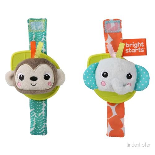 Bright Starts Rattle & teethe wrist pals w. monkey elephant 74451120921