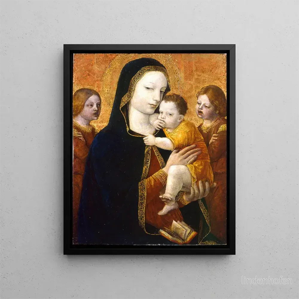 Målning La Vierge à l'Enfant avec deux anges - Ambrogio Bergognone | Konsttryck