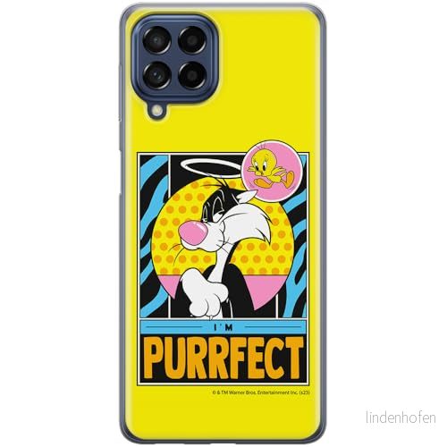ERT GROUP mobiltelefonfodral för Samsung M53 5G originalt och officiellt licensierat Looney Tunes mönster Sylvester & Tweety 006, fodral tillverkad av TPU plast 5905795125417