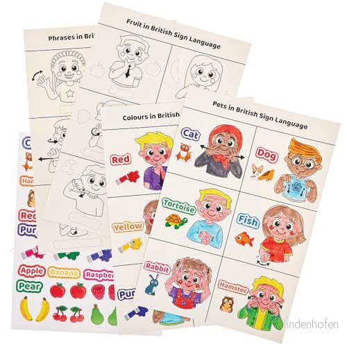 Baker Ross FN117 Scener med klistermärken för att lära sig teckenspråk 4 pack, hjälpmedel STEM undervisning skolor och klassrum 5063067011070