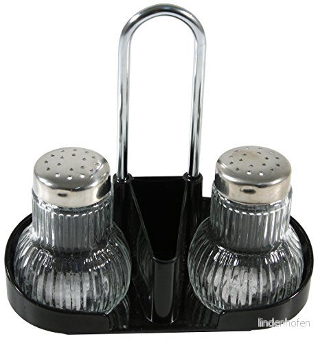 FACKELMANN greppmenage RUBIN, kryddställ med salt och pepparströare tandpetarbehållare (färg: Silver/transparent/svart), kvantitet: 1 st, 47320 4008033473200