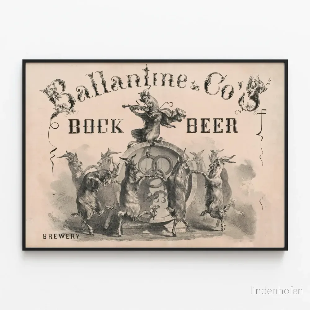 Vintageposter för Ballantine & Co Bock Beer New York