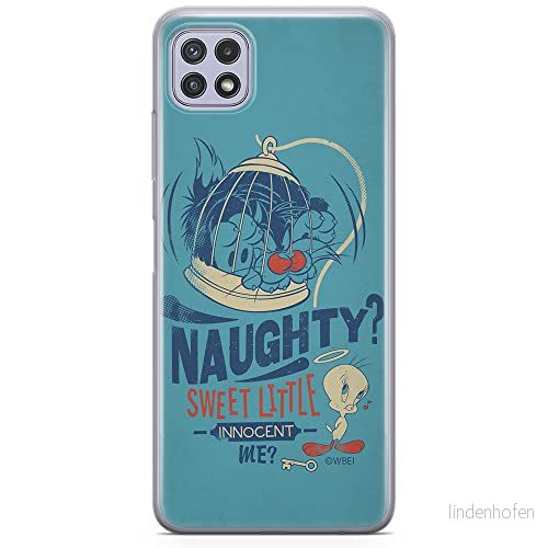ERT GROUP mobiltelefonfodral för Samsung A22 5G originalt och officiellt licensierat Looney Tunes mönster Sylvester & Tweety 001 anpassad till formen på mobiltelefonen, fodral tillverkad av TPU plast 5903932826760