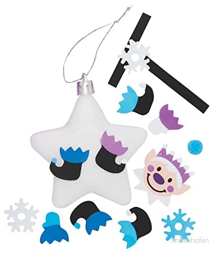 Baker Ross Vinterälva stjärna julgranskulor kit paket med 6, gör din egen julgranskula dekoration, juldekoration hantverkskit (FE769) 5051174122765
