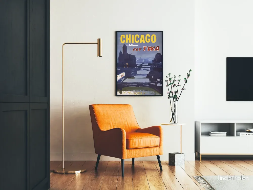 Vintageaffisch Chicago Fly TWA - Poster för väggdekoration och resor - Bild 2