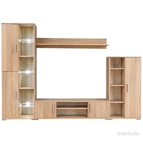 TV möbel med LED belysning sonoma ek 8718475599098