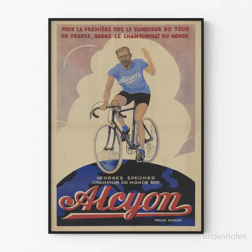 Vintageaffisch Georges Speicher världsmästare i cykling