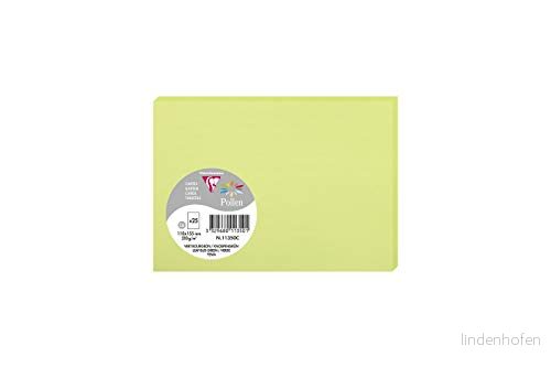 Clairefontaine 11350C Paquet de 25 Cartes Simples Format C6 11x15,5cm 210g/m² Coloris Vert Bourgeon Cartons d'Invitation Evènements et Correspondance Gamme Pollen Papier Premium Lisse 3329680113501
