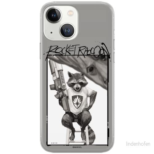 ERT GROUP mobiltelefonfodral för Iphone 13 MINI originalt och officiellt licensierat Marvel mönster Rocket 004 Vit optimalt anpassad till formen på mobiltelefonen, fodral tillverkad av TPU plast 5903932844870