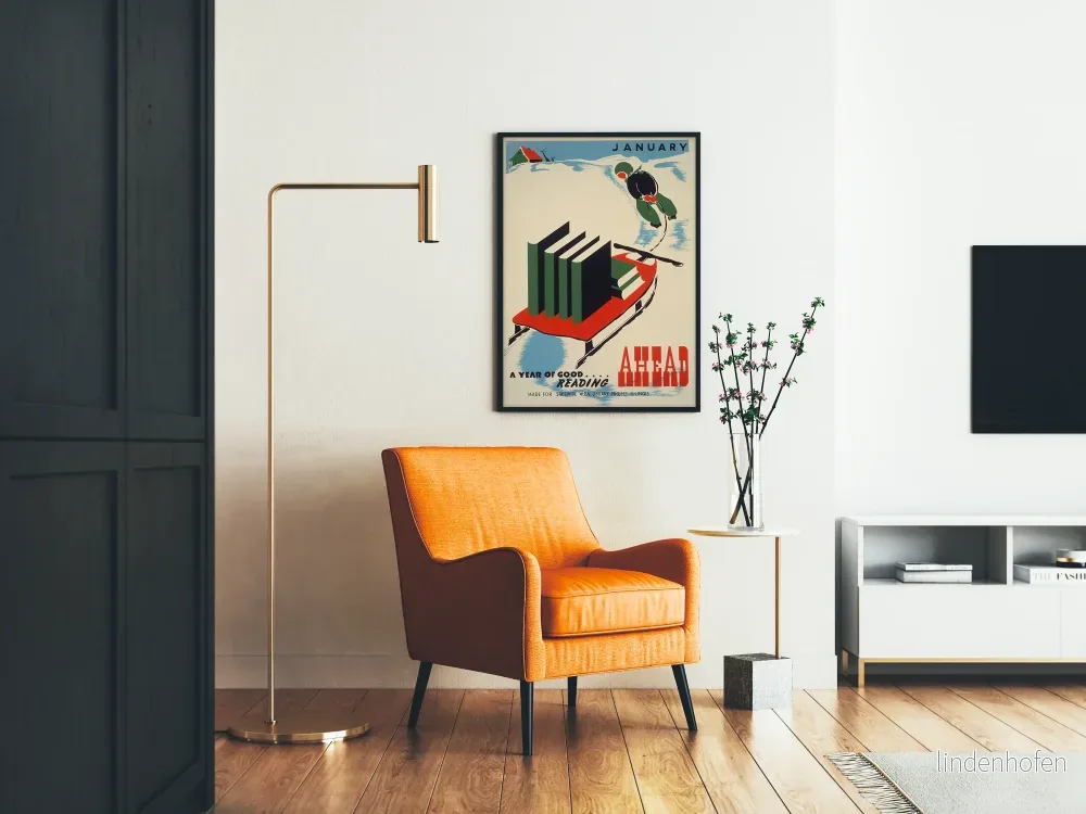 Väggposter i vintage stil 'Januari - Ett år av god läsning framför dig' - Bild 2