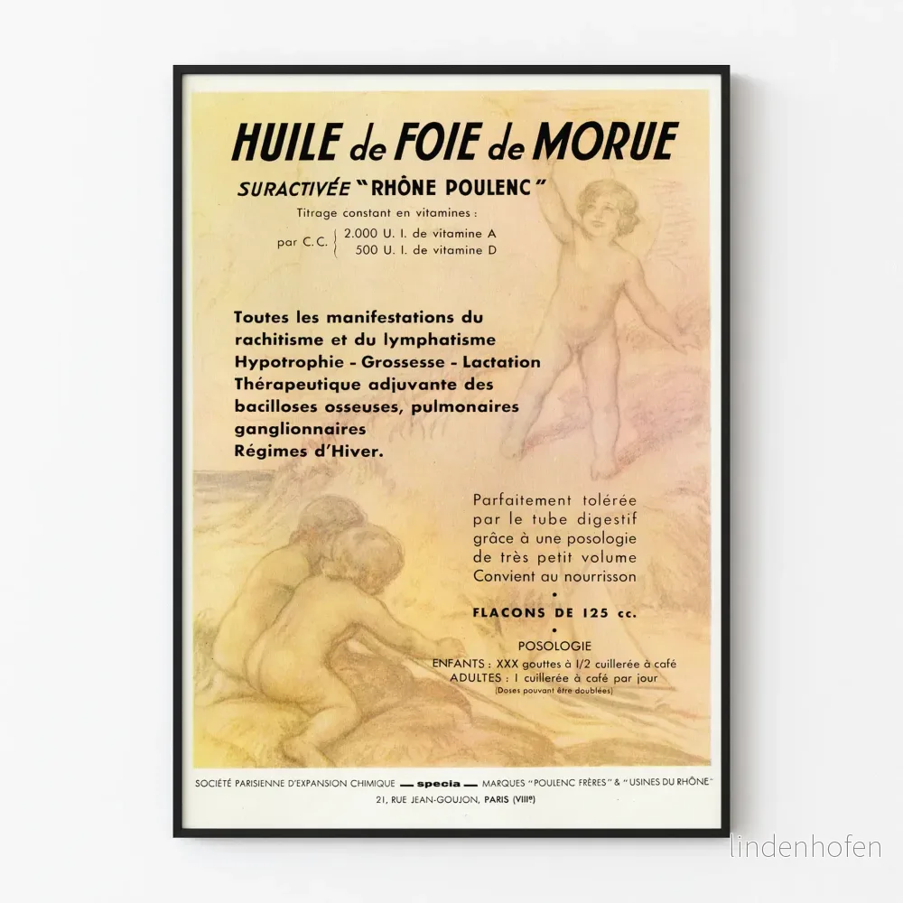 Vintageposter med fiskleverolja – Väggdekoration för hälsa och välbefinnande