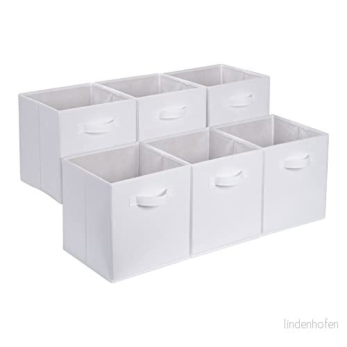 Amazon Basics Hopfällbar tygförvaringskub/organisatör med handtag, 6 pack, solid vit, 33 x cm 840095885911