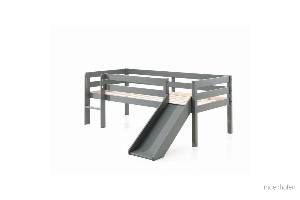 Mellanhög säng med rutschkana Pino Grå, 85 cm 5420070239189 Mellanhög säng med rutschkana Pino Grå, 85 cm 5420070239189