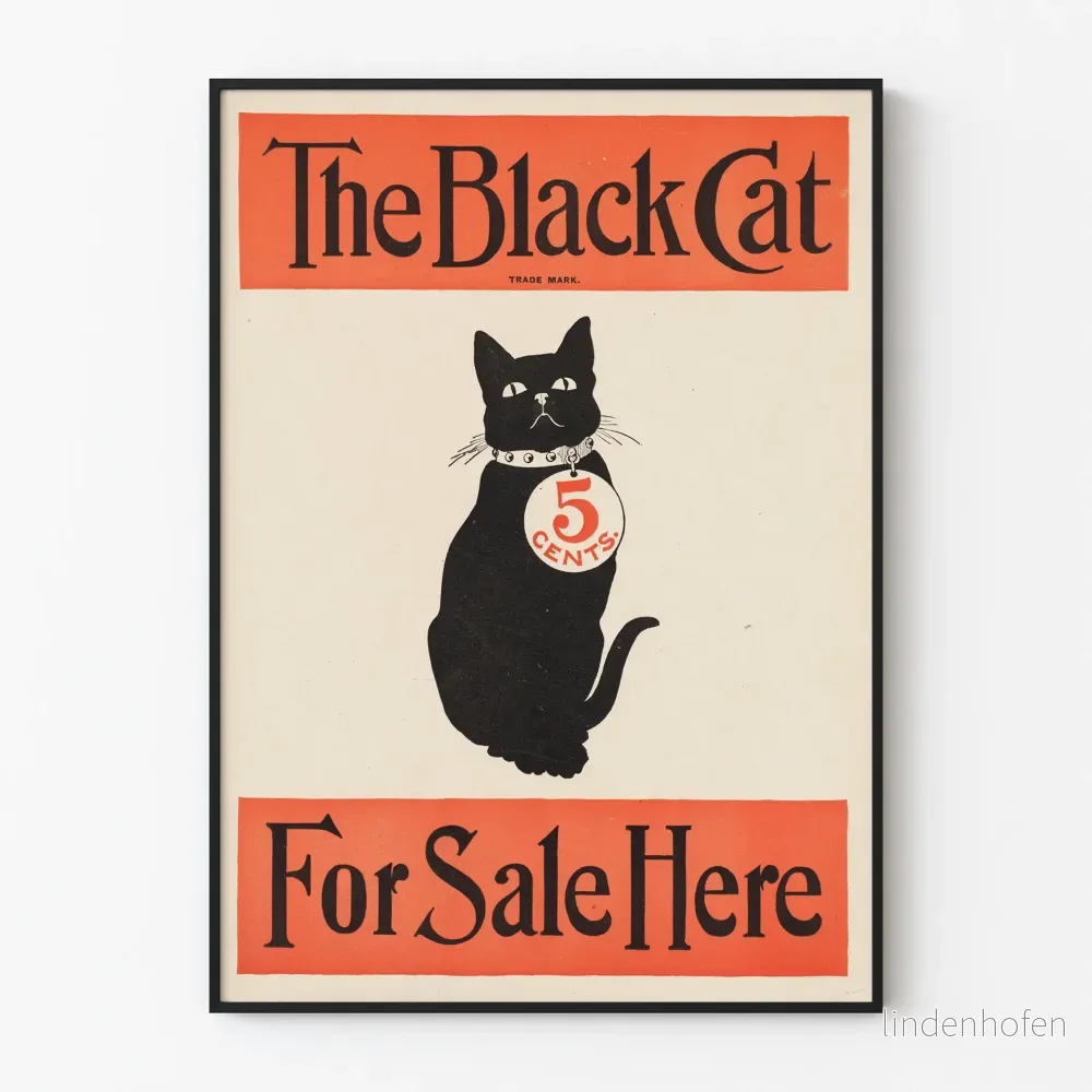 Vintageposter med The Black Cat för väggdekoration