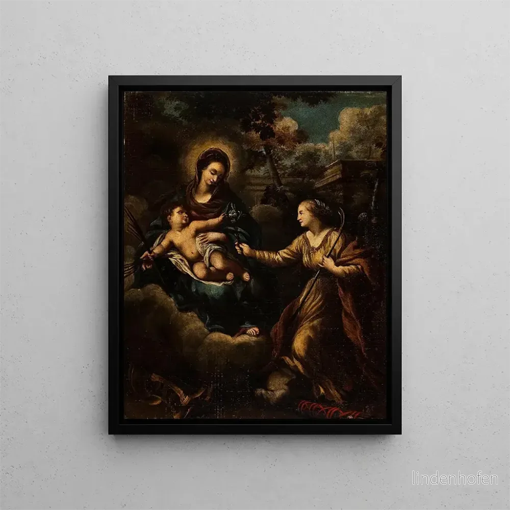 Målning La Vierge et l'Enfant avec sainte Marthe - Anonyme | Konsttryck