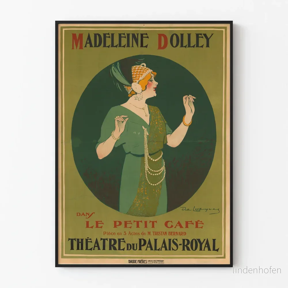 Vintageaffisch Teater – Madeleine Dolley i Lilla Caféet
