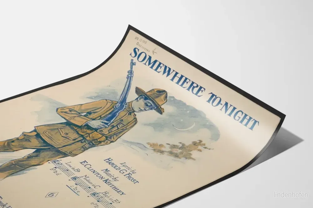 Vintageposter med soldat 'Somewhere To-Night' - Bild 3
