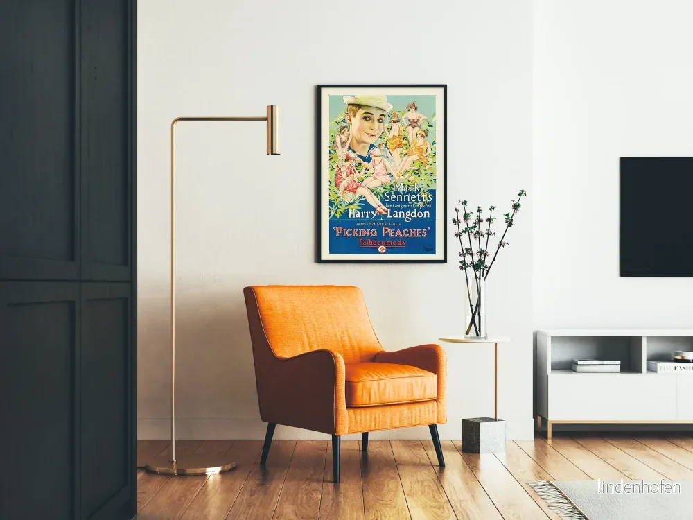 Vintageposter med Picking Peaches med Harry Langdon och badande kvinnor från 1920-talet - Bild 2