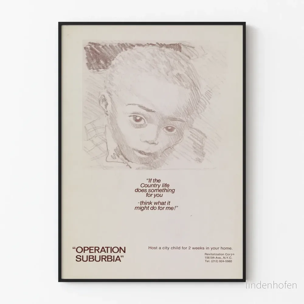 Vintageposter Operation Suburbia - Att välkomna ett stadsvant barn till landet