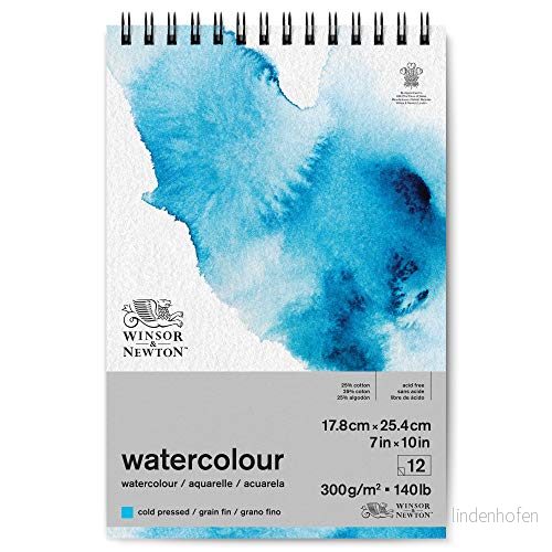 Winsor & Newton 6662581 Classic akvarellpapper i spiralbindning 12 ark 17,8 x 25,4 cm, 300 g/m², kallpressat, lätt texturerat vitt papper arkiverbar kvalitet, gulbeständigt 884955076514