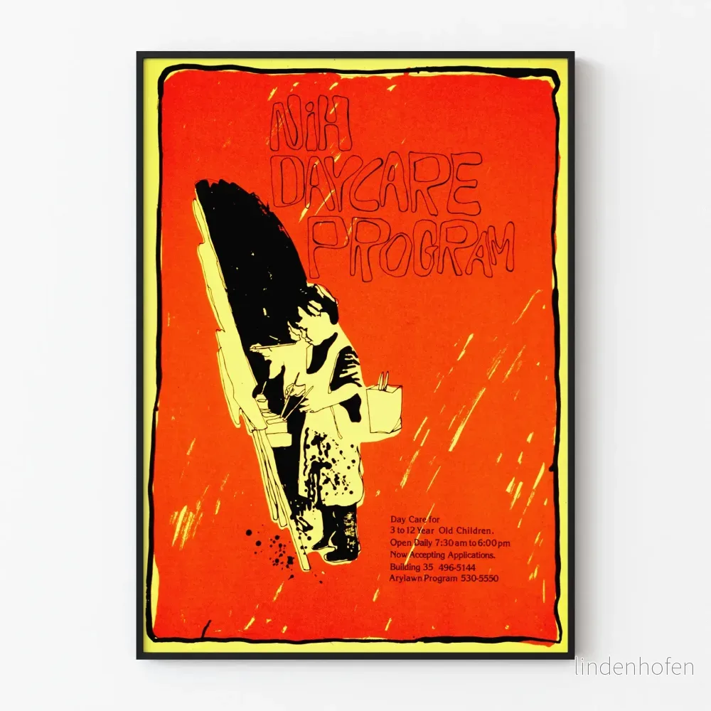 Künstlerisk vintageposter NIH Daghem Program för väggdekoration
