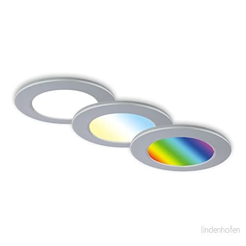 BRILONER - Sats med 3 LED-belysning i taket, RGB-belysning CCT, badrummet, IP65-belysning Krom Matt, 92x45 (DxH) 4002707422945