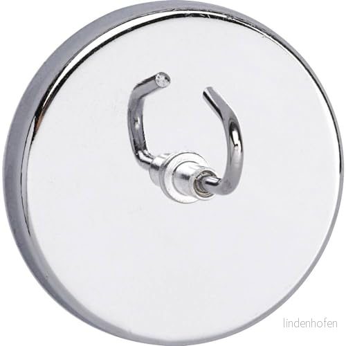 Maul Väggmagnet Med Stor Krok, Rund 52 mm, Vidhäftningsförmåga 9 Kg, Nickel, Polerad, 6155596, 1 St. 4002390054928