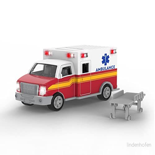 Driven Micro ambulans 23 cm med ljus och ljud leksaksbil sirenljud, funktioner bärkraft leksak från 3 år 62243428089