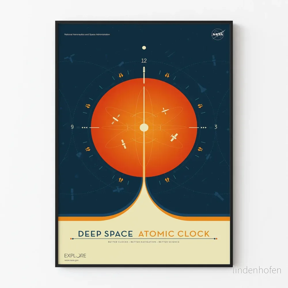 Dekorativ poster av Deep Space Atomic Clock - Rymdtema Orange