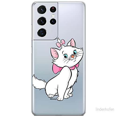 ERT GROUP mobiltelefonfodral för Samsung S21 ULTRA originalt och officiellt licensierat Disney mönster Marie 007 optimalt anpassad till formen på mobiltelefonen, gedeeltelijk transparant 5905131130242