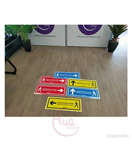 AUA SIGNALETIQUE skylt med respekt för vänster kö laminerad klistermärke röd 420 x 160 mm 3666180027229