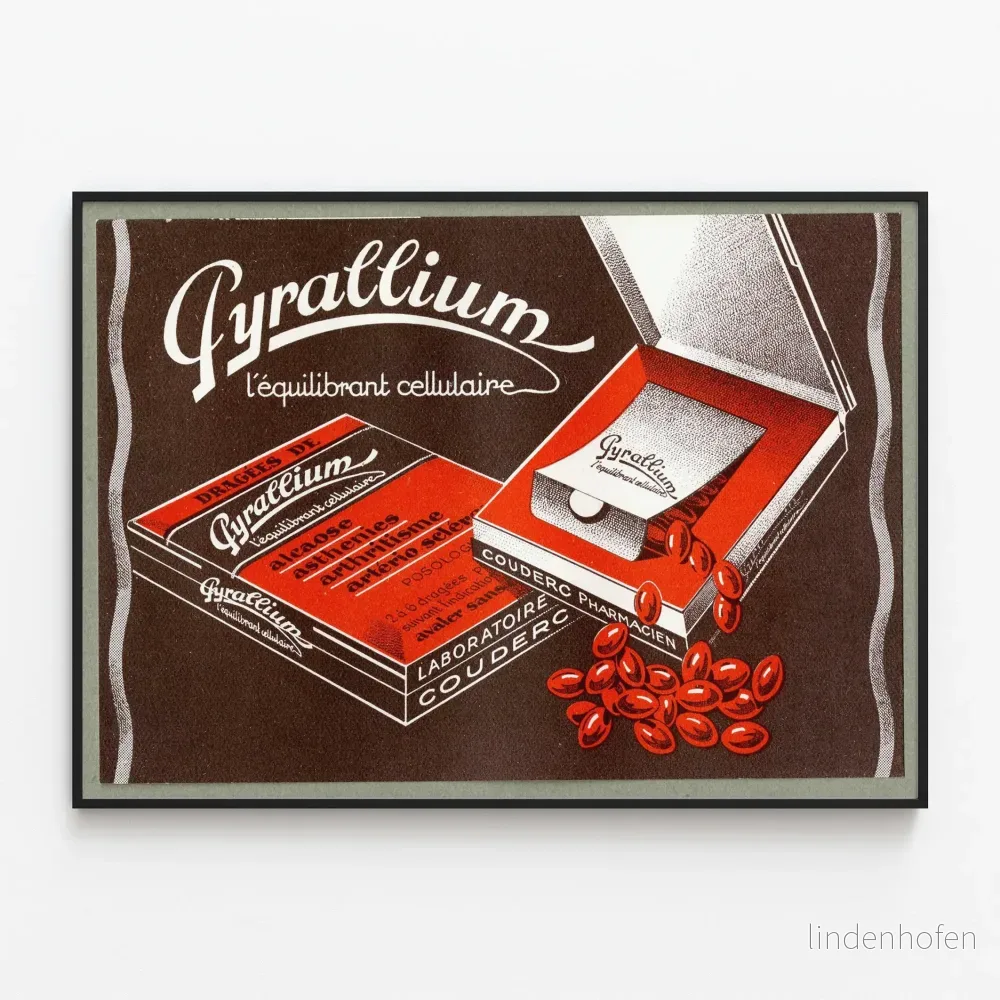 Vintageposter Pyrallium - Retro farmaceutisk väggdekoration