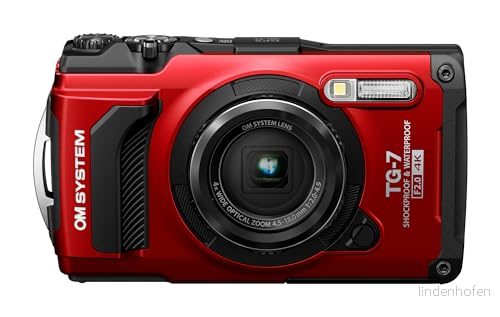 OM SYSTEM Tough TG 7 Röd digitalkamera, 12MP, vattentät, stötsäker, undervatten och makrofotograferingslägen, 4K video, 4x vidvinkelzoom (efterföljare Olympus 6) 4545350055981