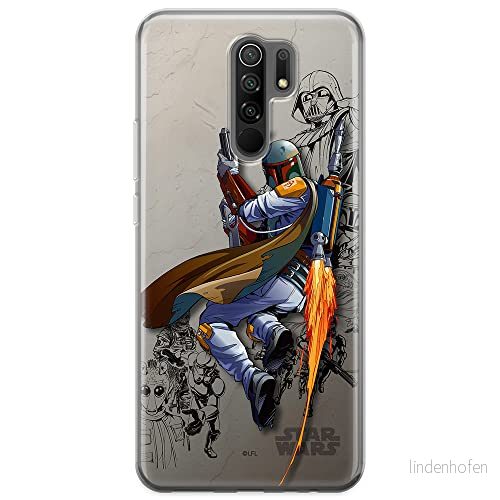ERT GROUP mobiltelefonfodral för Xiaomi REDMI 9 originalt och officiellt licensierat Star Wars mönster Boba Fett 003 optimalt anpassad till formen på mobiltelefonen, fodral tillverkad av TPU plast 5903040308004